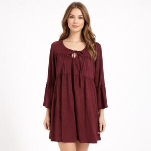 B. Original By Shoe Fly Boho Hippie Tiered Dress Burgandy Medium